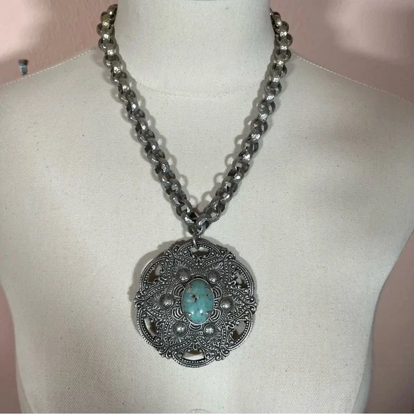 Vintage Antique Art deco Victorian Festival Silver Goth Medieval Goth necklace - Picture 12 of 16